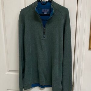 XL Tommy Bahama Green Men's Quarter Zip Sweater